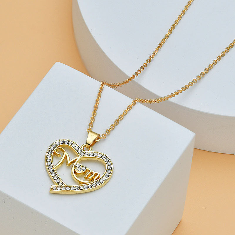 Mother's Day Mom Heart Shape With Diamond Letter Necklace For Women Fine Jewelry Women Accessories Fashion Jewelry 93ccdf70 7