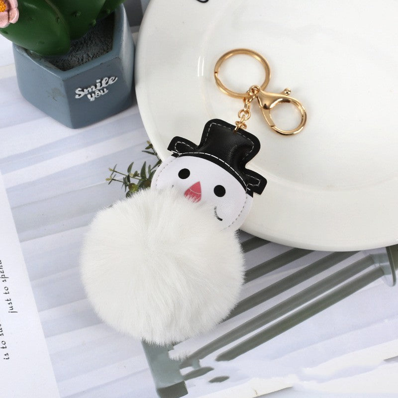Stall Cute Snowman Fur Ball Keychain Pendant 94001413 895f 469a 8258 8902cd75cb34