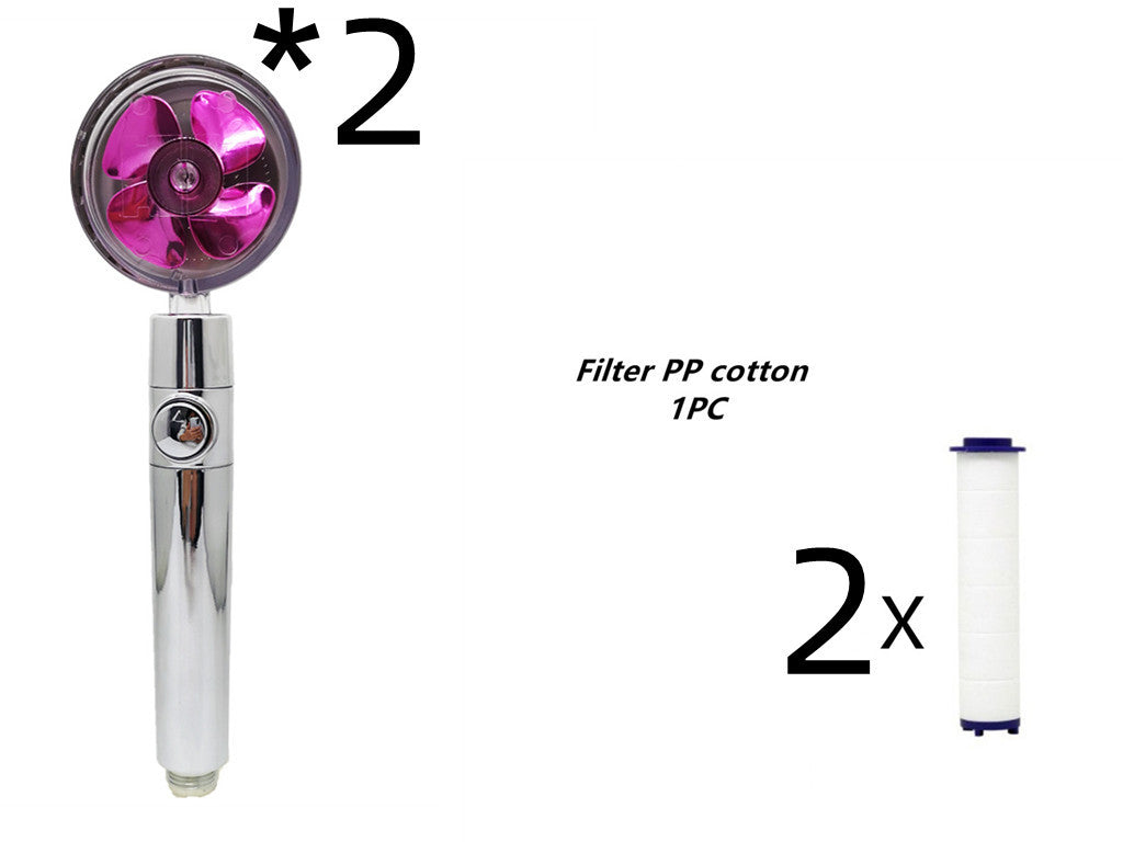 Propeller Driven Shower Head With Stop Button And Cotton Filter Turbocharged High Pressure Handheld Shower Nozzle 9435e07c 71