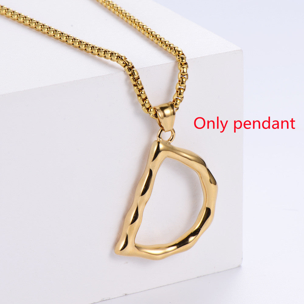 Three-dimensional 26 English Letter Pendant Necklace Fashion Jewelry Titanium Steel Couple Ornament 943cff4c ab9d 4af5 a34c 9