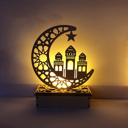 Wooden DIY Muslim Islamic Palace LED Eid Mubarak Decoration 947240570068