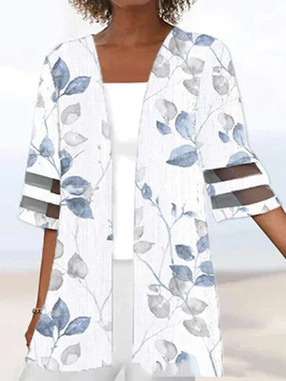 Floral Print Mid Length Sleeves Loose Small Coat 94725d71 2941 4e8b 8393 fc3aa78947b4