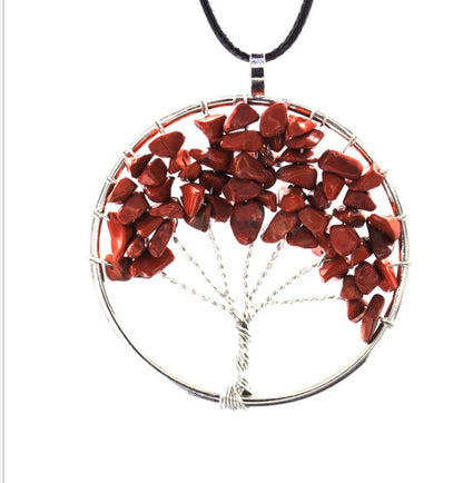 Natural gravel crystal life tree natural stone rich tree colorful necklace 947924539678