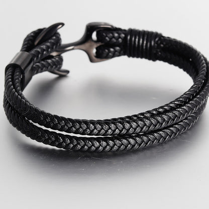 Stainless steel leather bracelet leather cord 947960716579