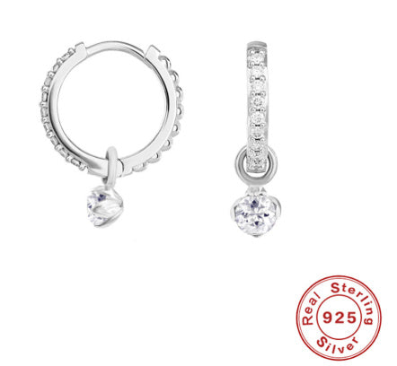 S925 Sterling Silver Personality Trend 9 Tablets Zircon Earrings 948f9b12 6f56 432a a111 892ba6269015