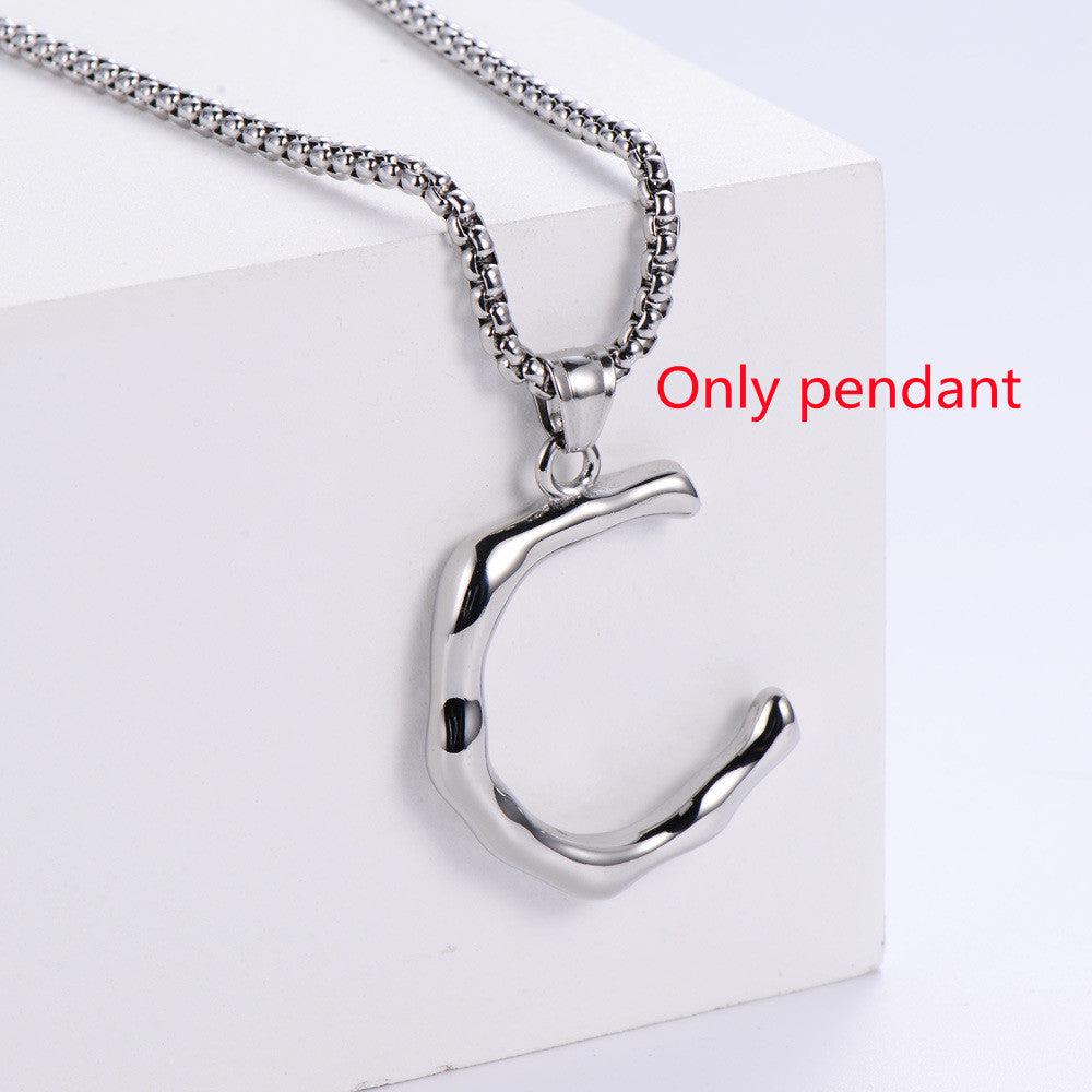 Three-dimensional 26 English Letter Pendant Necklace Fashion Jewelry Titanium Steel Couple Ornament 94a7ff79 bf90 41ba 80d2 2