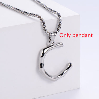 Three-dimensional 26 English Letter Pendant Necklace Fashion Jewelry Titanium Steel Couple Ornament 94a7ff79 bf90 41ba 80d2 2