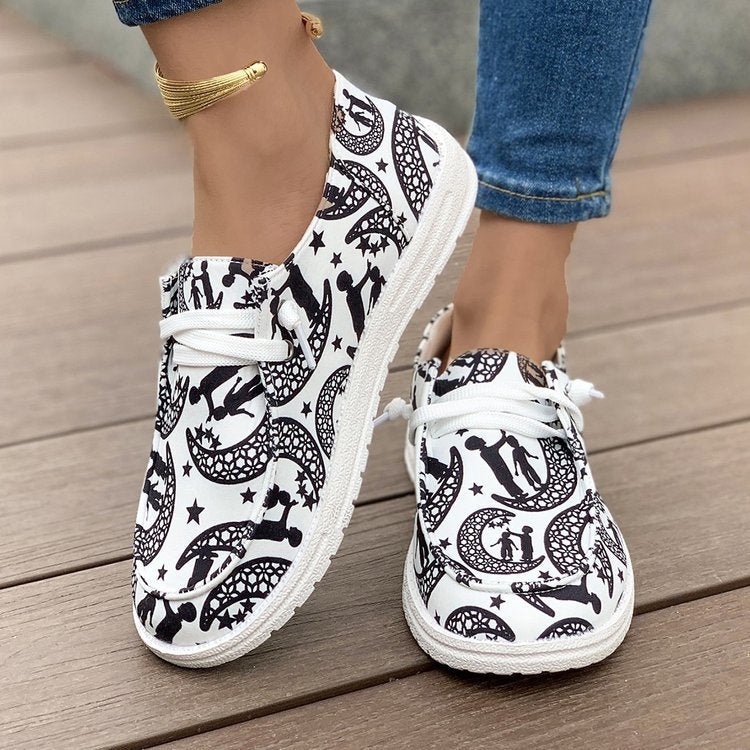 Flat Printed Canvas Shoes Comfortable Round Toe Fashion Casual Women's Shoes 94fdb6c6 e75e 4d81 9c69 e2154d5df4f6