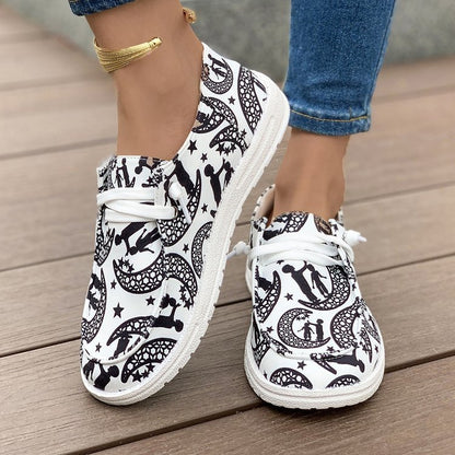 Flat Printed Canvas Shoes Comfortable Round Toe Fashion Casual Women's Shoes 94fdb6c6 e75e 4d81 9c69 e2154d5df4f6
