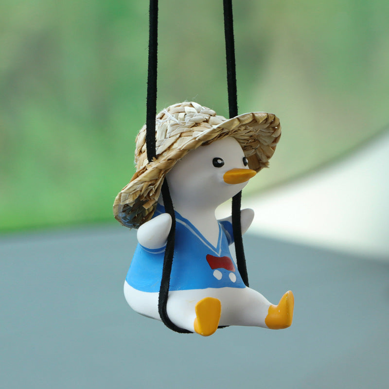 Car Pendant Cute Anime Little Duck Swing Auto Rearview Mirror Hanging Ornaments Interior Decoraction Accessories For Girls Gi