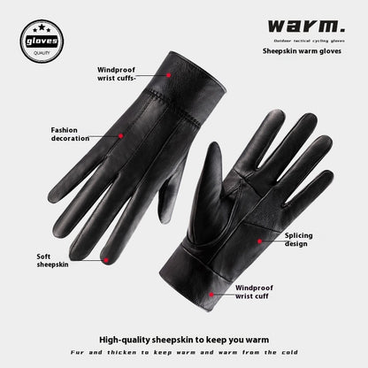 Genuine Leather Gloves For Men Women Fleece Lined Padded Warm Keeping Sheepskin Gloves 95132750 0478 41fc 98ec 1fa3ff43fba6