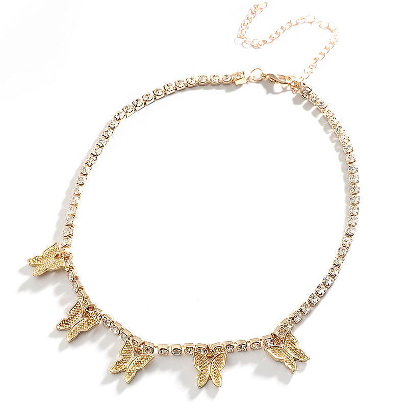 Rhinestone butterfly necklace 952416072729