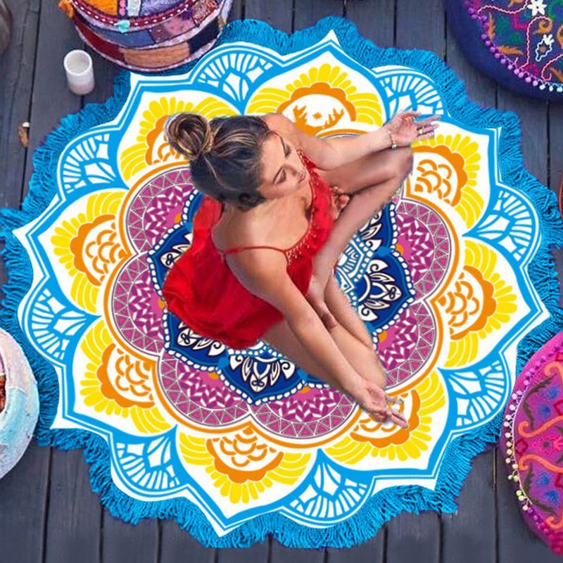 Polygon Printing Tassel Round Bath Towel Yoga Mat 952949126173