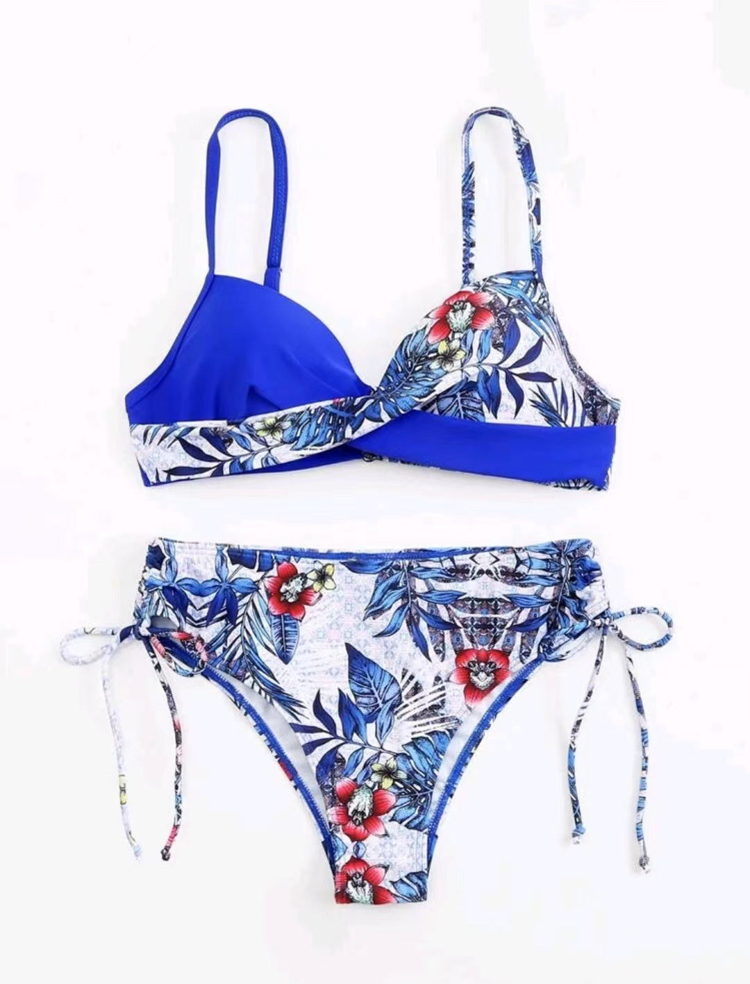 Multicolor Drawstring Backless Push Up Sexy Two-piece Underwire Hard Bag Bikini Women
