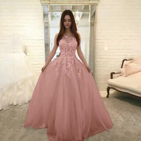 Women Wedding Dress Sleevless Flowers Lace Dress 953654211837
