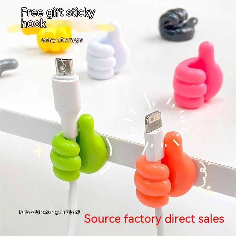 Thumb Hook Hub Creative Cute Data Cable Storage Fixed Cord Manager No-punch Sticky Hook Manufacturer 95482a5c eead 4d94 84d5 