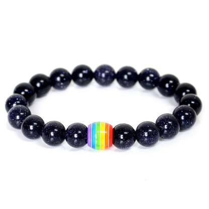 Rainbow Bead Bracelet Pride Natural Stone Strand Couple Bracelets 955907cd 7804 4765 bb6d fe946d427353