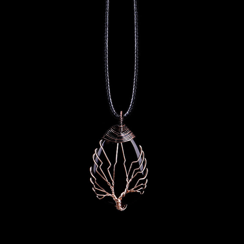 Natural Stone Crystal Drop-shaped Winding Tree Of Life Pendant Necklace Jewelry 9565bd53 4ed0 4e63 a005 bba35755aaa8