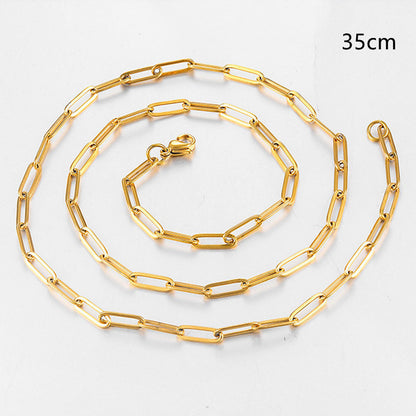 18k Gold Stainless Steel Paper Clip Clavicle Necklace Female 0 Word Chain All-match - HD Wireless Product #8
