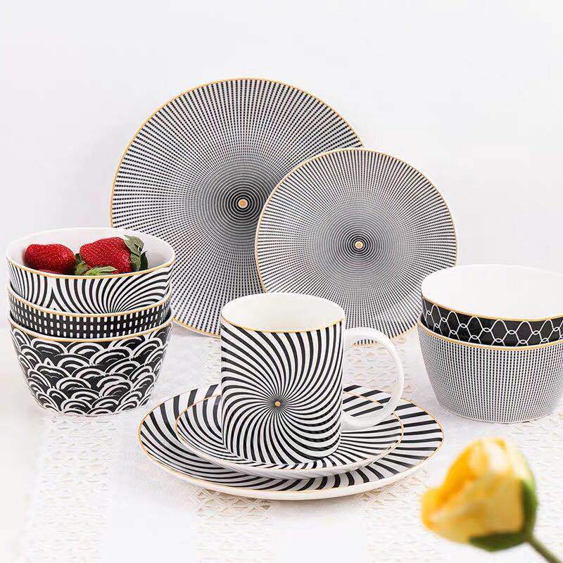 8-inch Nordic Style Geometric Series Ceramic Breakfast Plate Western Steak Flat Dish Plate Fruit Plate Decoration Hanging Plate - HD Wireless Product #2