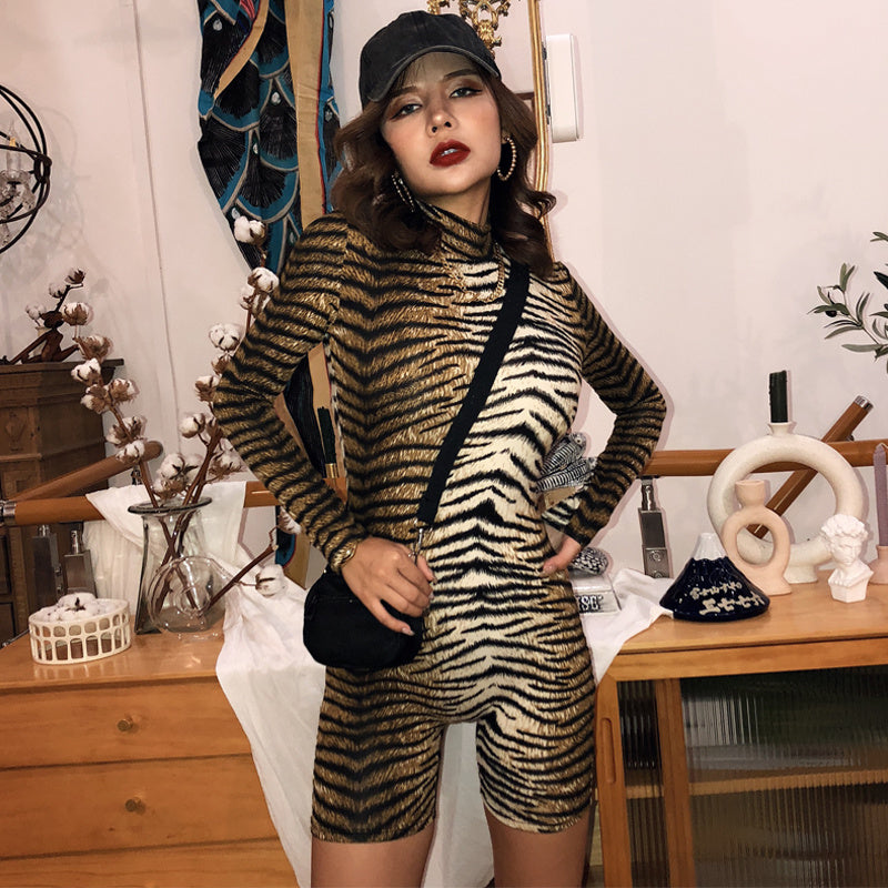 Women's High Neck Pullover Long Sleeve Sexy Jumpsuit 9598154557046