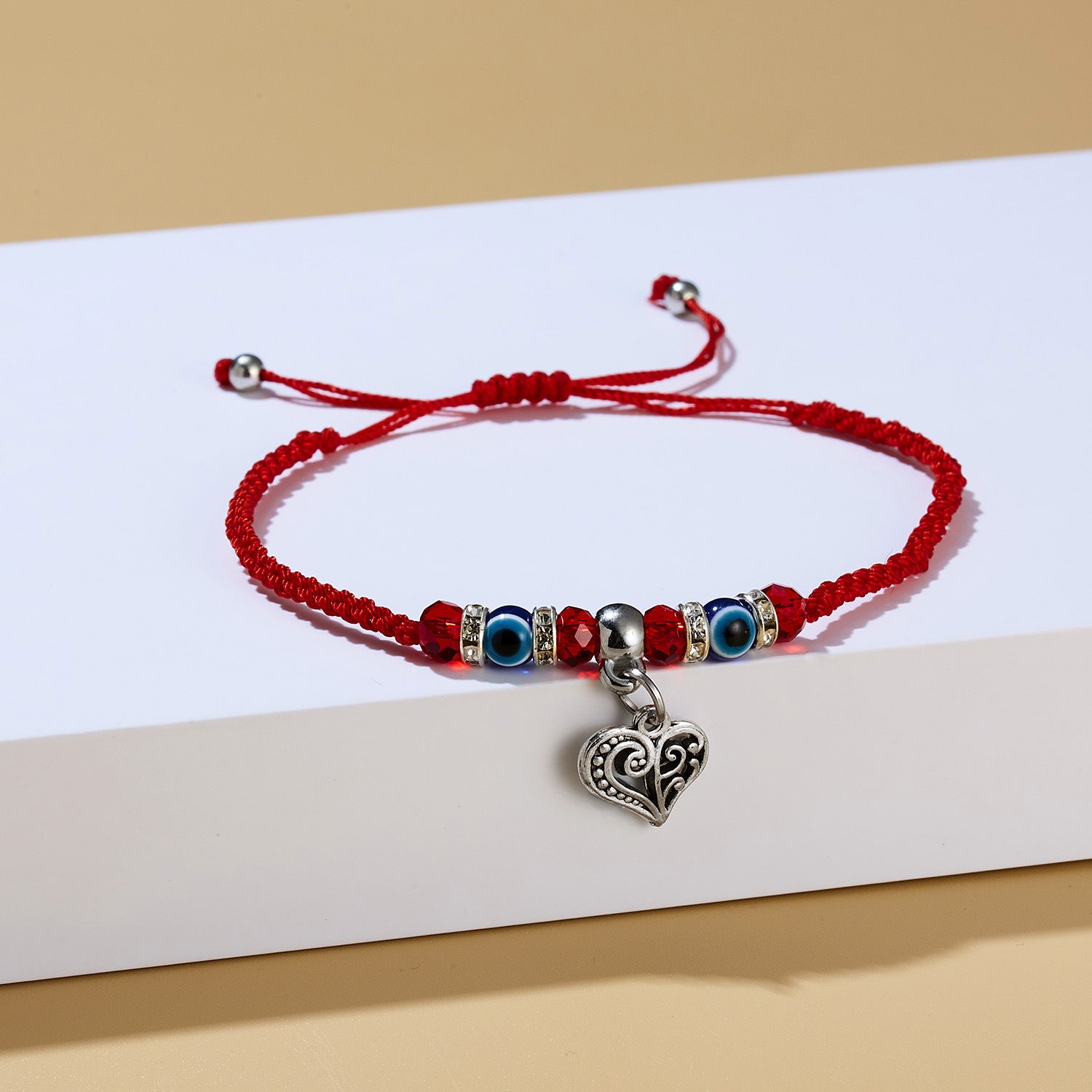 Red cord braided adjustable bracelet 959882075932