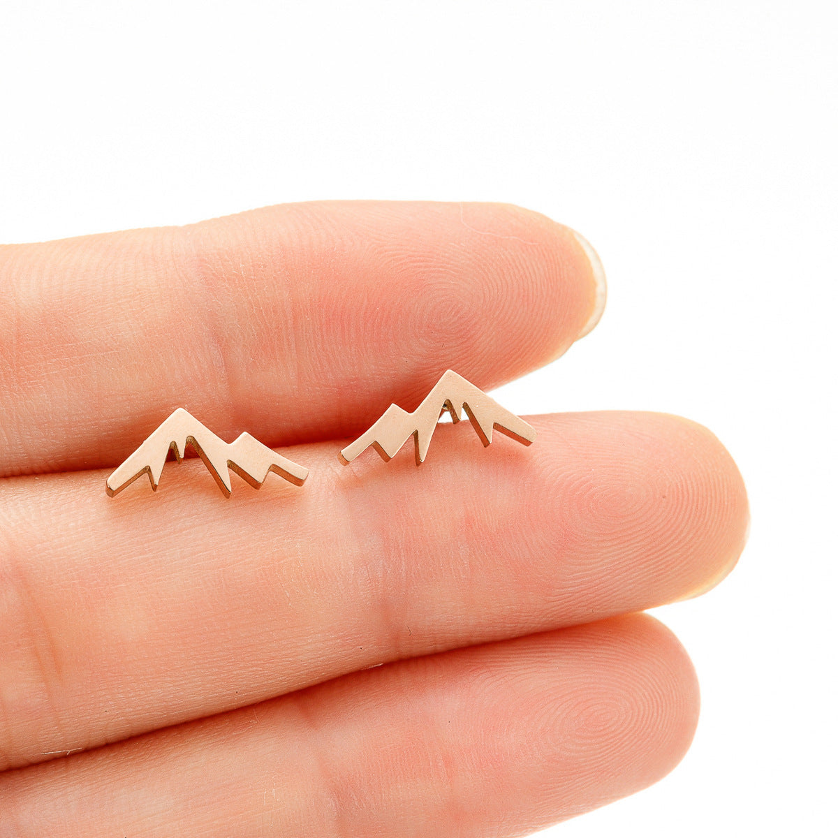 Stainless Steel Snow Mountain Mountain Stud Earrings Personality 95ce6bd1 455f 4480 b443 c5b022f6f69b