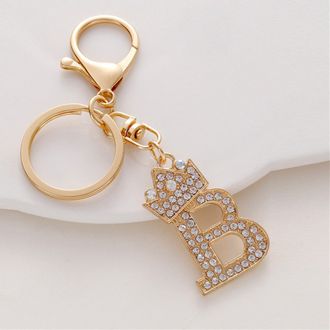 Metal Diamond-encrusted 26 English Crown Alphabet Keychain 95e35e94 f612 47e5 8c54 c159c56df6b4