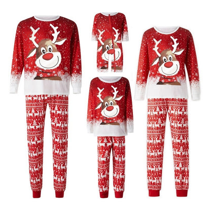 Parent-Child Two-piece Suit Elk Printing Pajamas Suit Homewear 95e8e824 93ba 4d6a 862b c1bd386e62dc trans