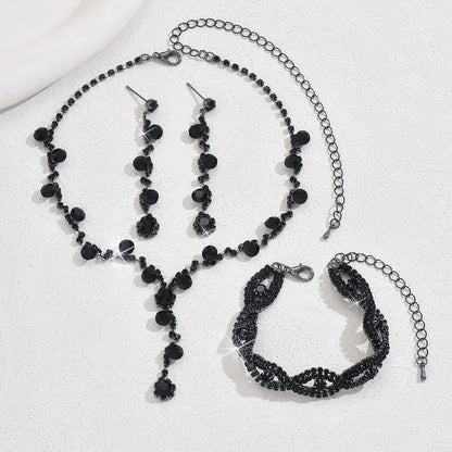Fashion Crystal Necklace Ear Stud Bracelet Jewelry Accessories