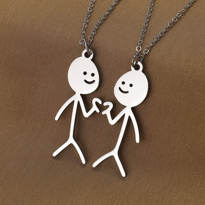 Cute Cartoon Stickman Pendant Stainless Steel Necklace 961b1a8b 196c 4fa7 8cd9 e8f78d309107