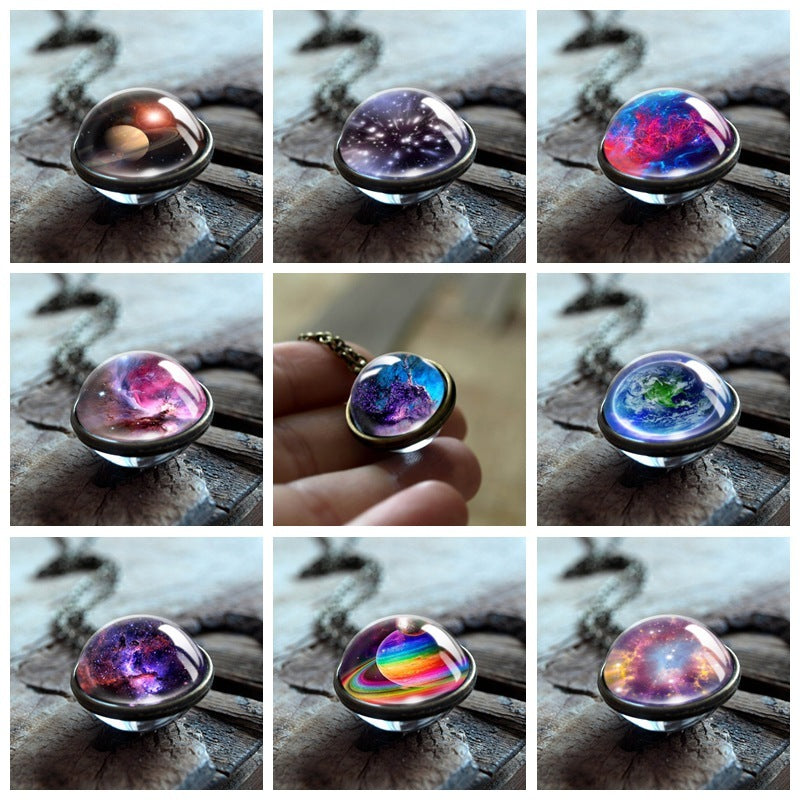 Nebula Galaxy Double Sided Pendant Necklace 964618555224