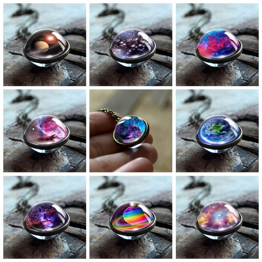 Nebula Galaxy Double Sided Pendant Necklace 964618555224