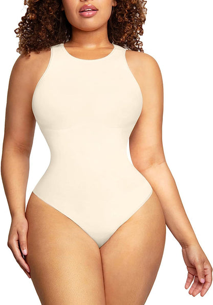 Belly Contraction Body Shaper Solid Color Round Neck Jumpsuit 964715c7 f372 4b72 b6a1 5c68623f8d1f