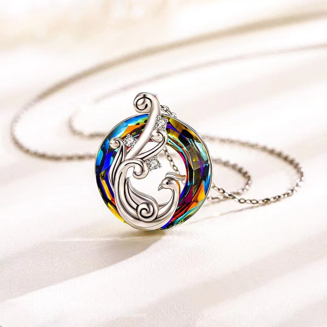 Stained Crystal Glass Sunflower Round Necklace 964f61ba 3172 463d a598 5c0a084b1af9