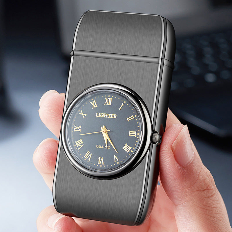 Personalized Creative Multifunctional Electronic Watch Cigarette Lighter-in-one Body Multi-purpose LED Flashing Lamp Gift Lig