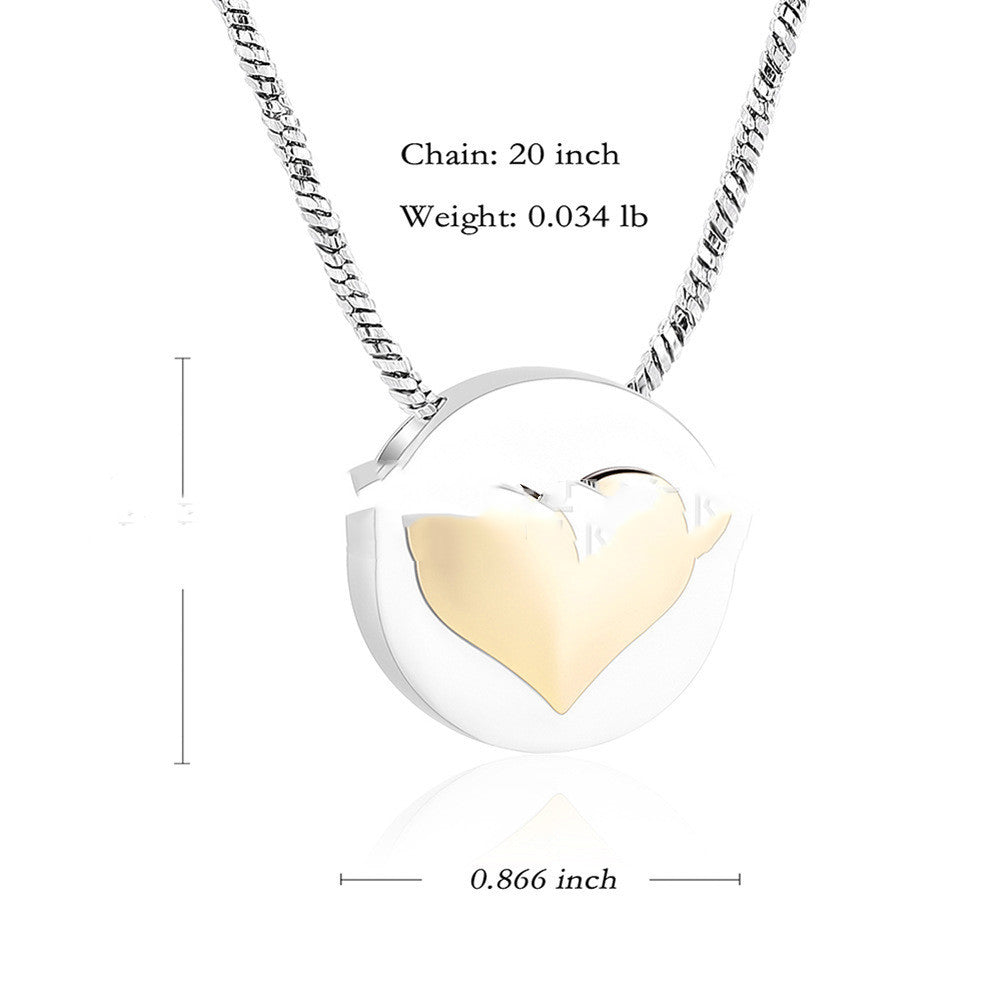 Round Stainless Steel Gold Heart-shaped Feather Butterfly Ashes Memorial Pendant Necklace 9680c5d0 cbe5 4e4a 93fe 61a09f4645c
