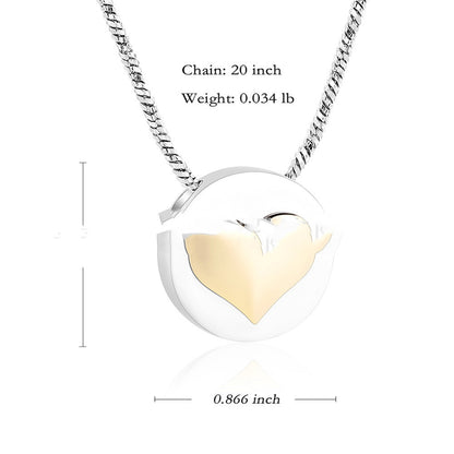 Round Stainless Steel Gold Heart-shaped Feather Butterfly Ashes Memorial Pendant Necklace 9680c5d0 cbe5 4e4a 93fe 61a09f4645c