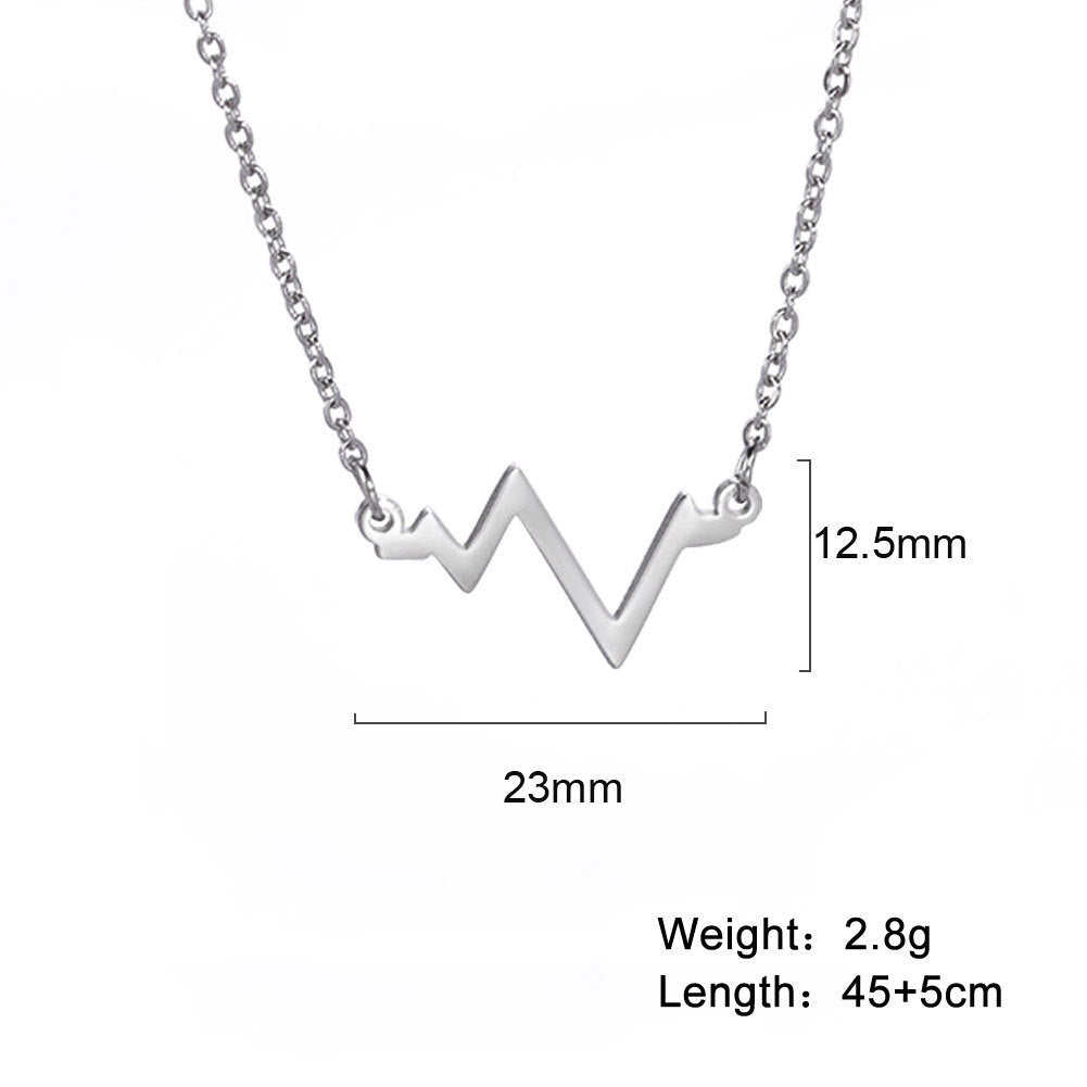 Women's Simple Versatile Stainless Steel ECG Pendant Necklace 968263d1 e423 4698 9a3d 13495a821908