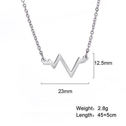 Women's Simple Versatile Stainless Steel ECG Pendant Necklace 968263d1 e423 4698 9a3d 13495a821908