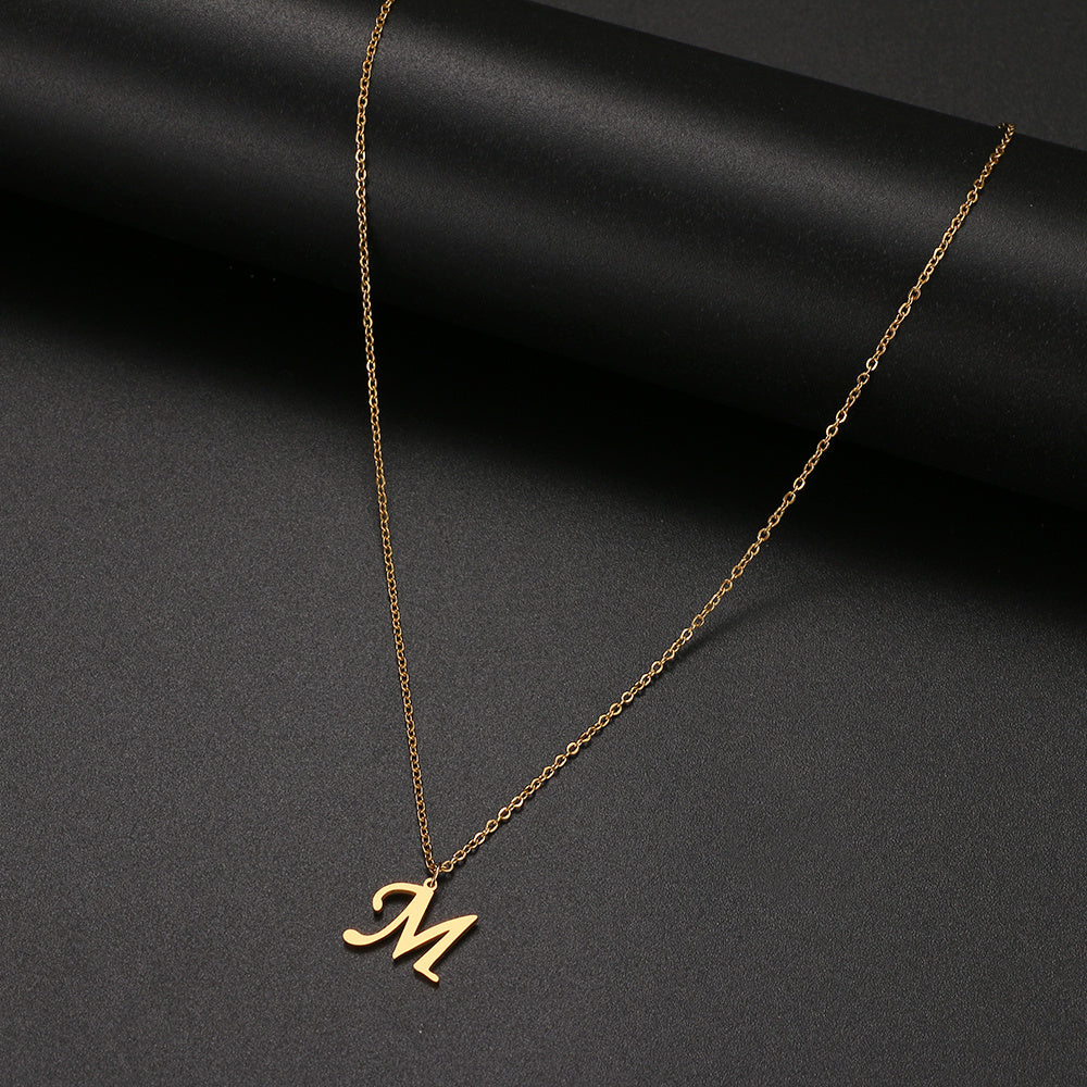 Stainless Steel Accessories Clavicle Chain European And American Titanium Steel Simple 26 English Letter Necklace Female 968d
