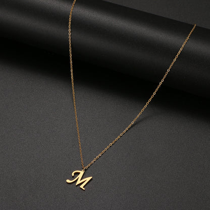 Stainless Steel Accessories Clavicle Chain European And American Titanium Steel Simple 26 English Letter Necklace Female 968d