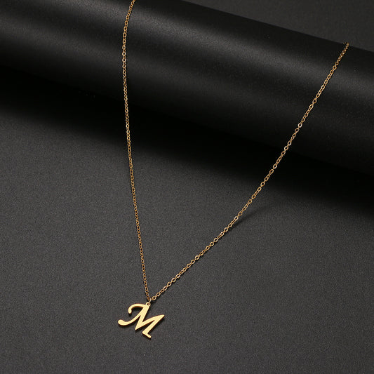 Stainless Steel Accessories Clavicle Chain European And American Titanium Steel Simple 26 English Letter Necklace Female 968d