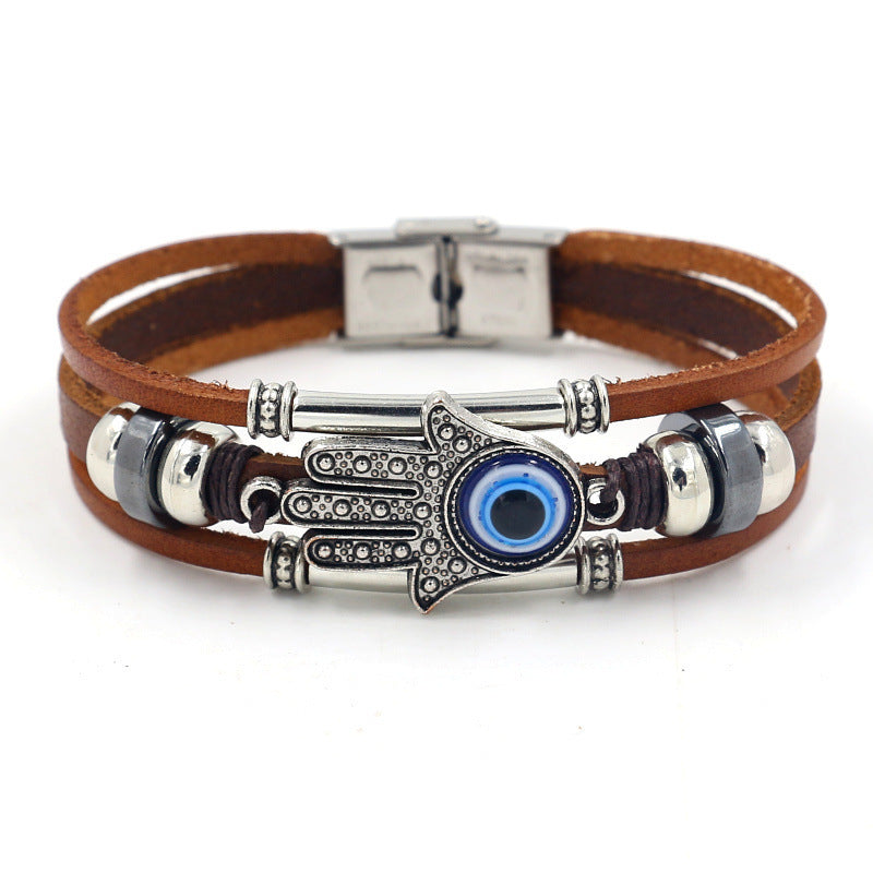 Stainless steel buckle leather bracelet 969271638500