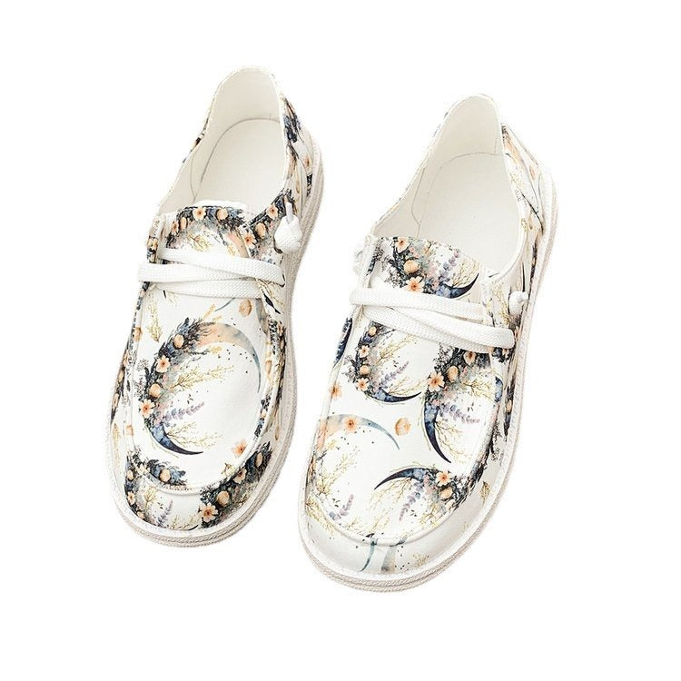 Flat Printed Canvas Shoes Comfortable Round Toe Fashion Casual Women's Shoes 96c0c3c0 6a3b 4c37 905c 8f042b5d8ac2