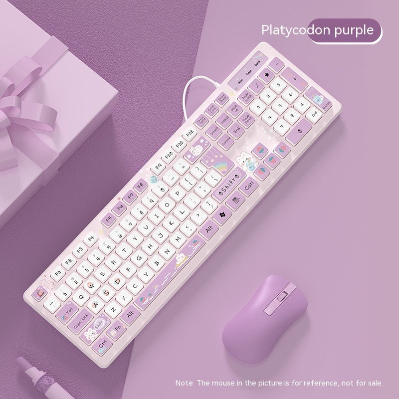 Milk Tea Rabbit Cute Chocolate Wired Keyboard - 图片 8