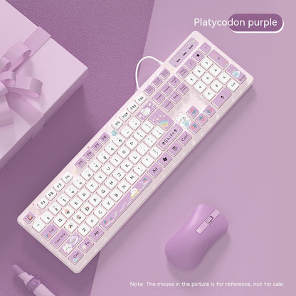Milk Tea Rabbit Cute Chocolate Wired Keyboard - 图片 8
