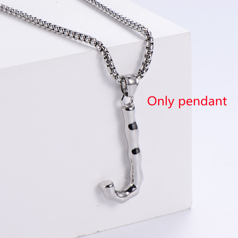 Three-dimensional 26 English Letter Pendant Necklace Fashion Jewelry Titanium Steel Couple Ornament 96e52cbe be12 4063 9eec a