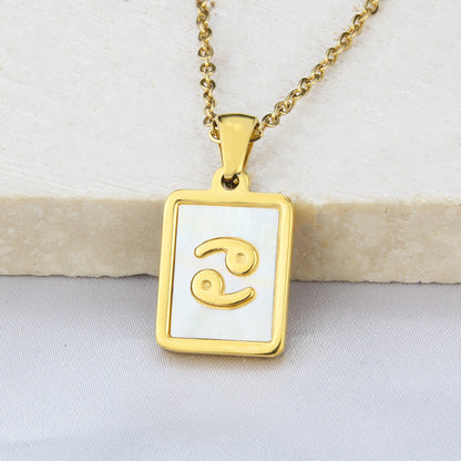 Stainless Steel Square Shell Zodiac Necklace 96ed43be c85f 4d00 b84a 5f5e8c820cff