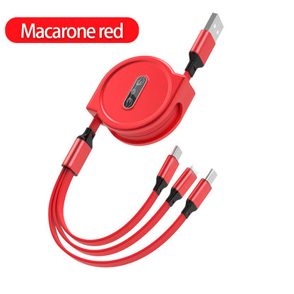 Macaron One-to-three Telescopic Data Cable 3A Fast Charge Three-in-one - 图片 3